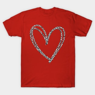 Cheetah Pattern Heart Outline Valentines Day T-Shirt